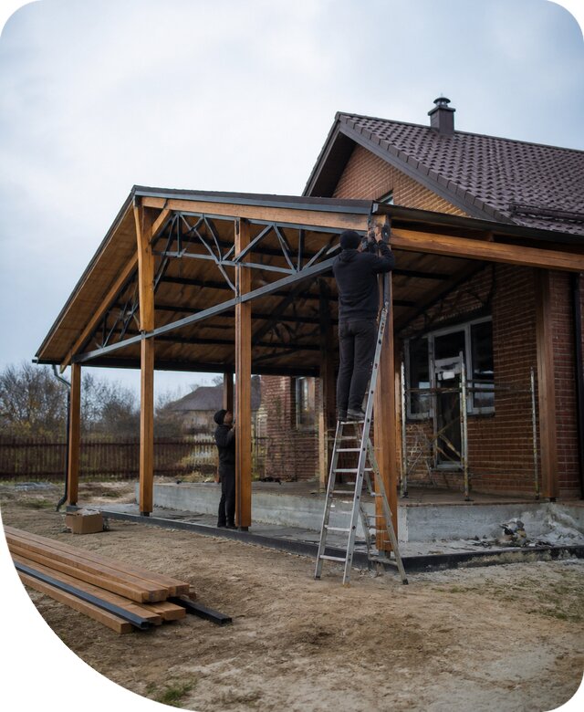 Пристройка навеса к дому и участку в Сердобске под ключ